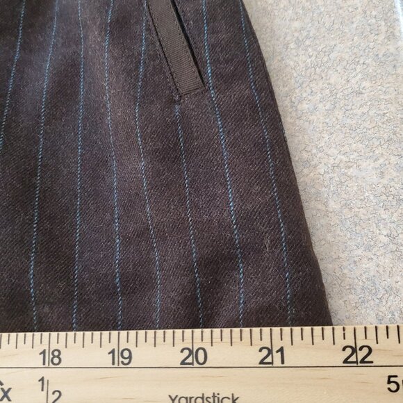 Boden Wool Skirt Women’s 14L Brown w/Blue Pin Stripes Faux Pocket Classic Preppy - Picture 11 of 15